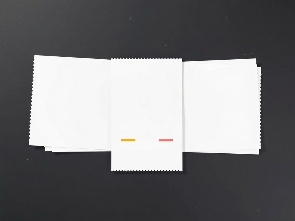 Three blank receipts stacked, each with one colored bar and no writing.