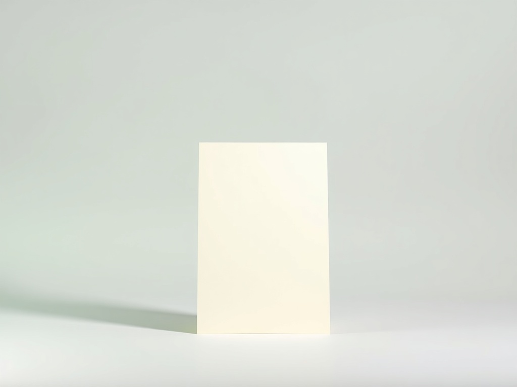 One blank slip on a plain studio ground, with empty space beside it.