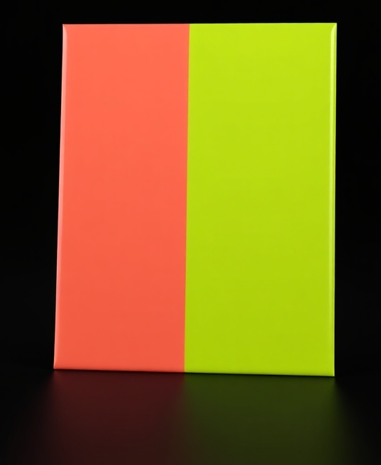 A blank sheet split into a lime column and a coral column.