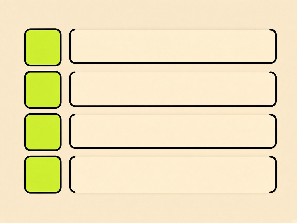 Four empty rows, each with a lime square, for the checklist before live transactions.